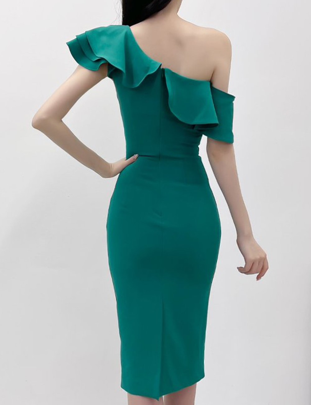 AIDMAX】丈長/ドレス/ワンピース/タイト/ワンショル/グリーン