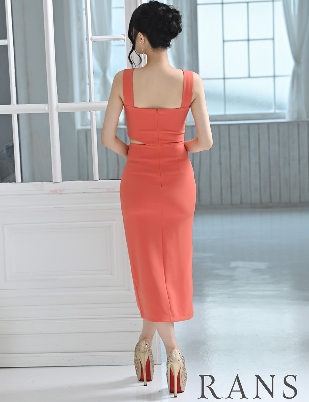 instock]【RANS】丈長/ドレス/ワンピース/タイト/キャミドレス/カット