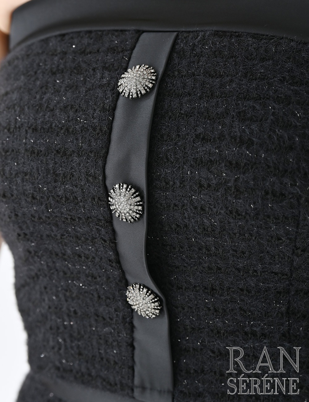 [即納][instock]【RAN SERENE】ミニ/ドレス/セットアップ/フレア/ブラック/シャギーニット
