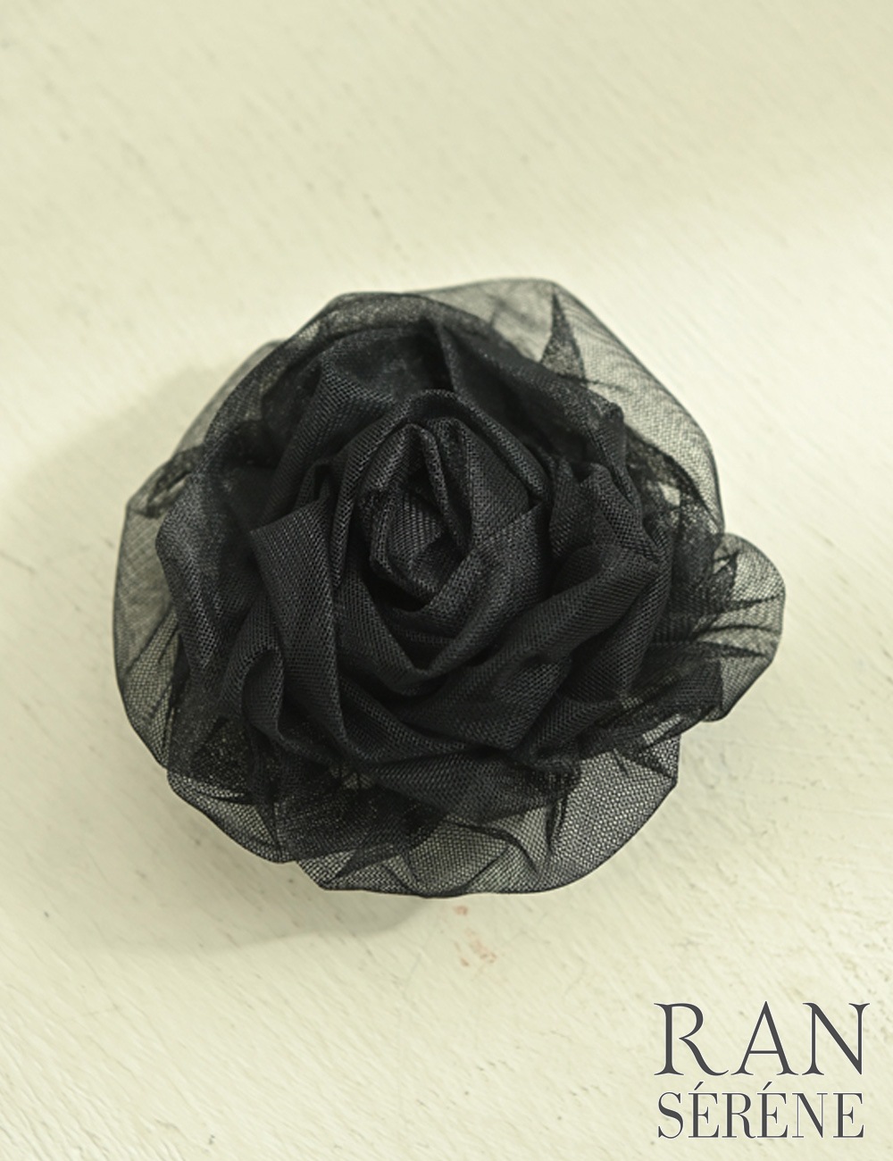 [即納][instock]【RAN SERENE】ミニ/ロング/ドレス/ワンピース/ブラック/フレア/コサージュ/ローズ/シアー