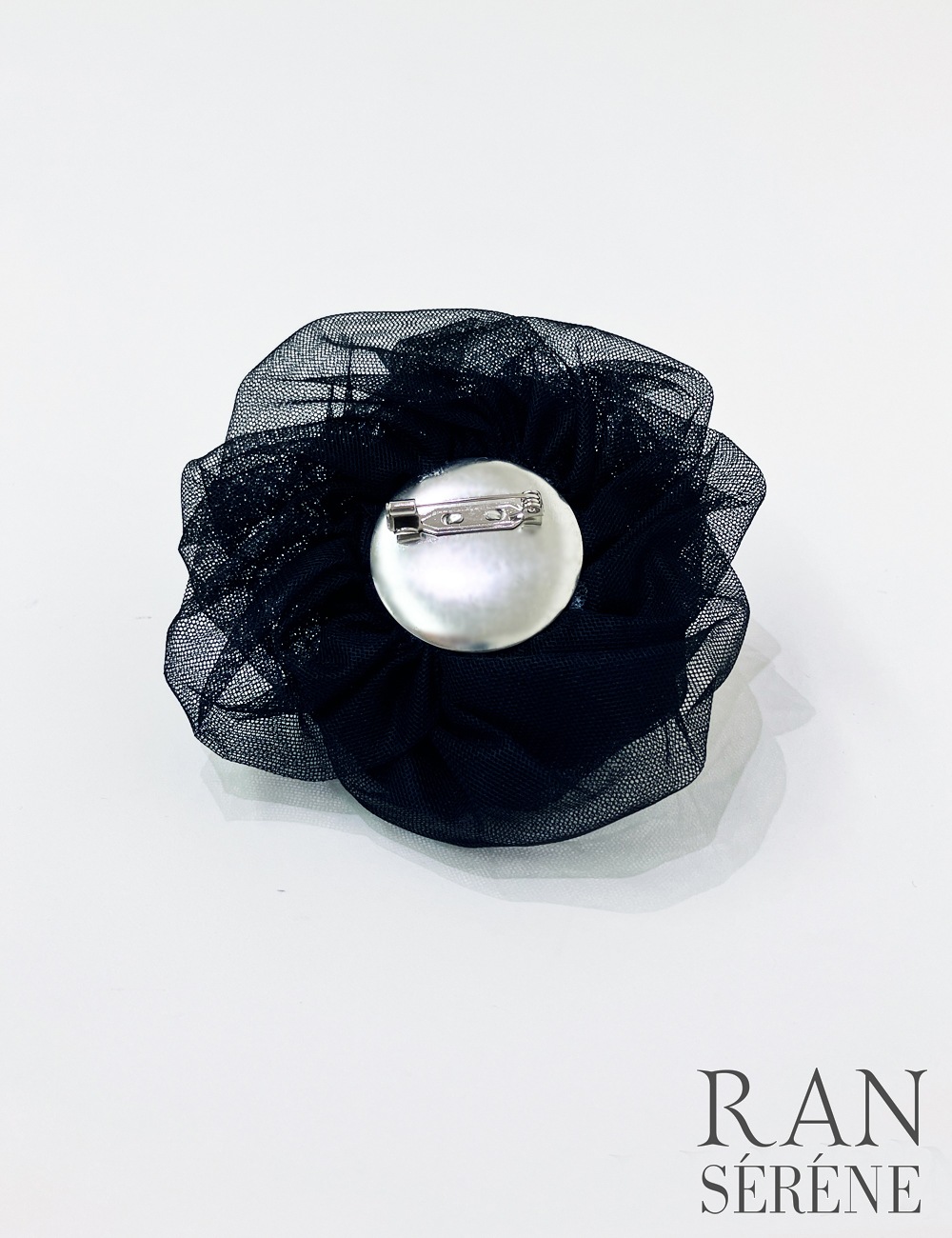 [即納][instock]【RAN SERENE】ミニ/ロング/ドレス/ワンピース/ブラック/フレア/コサージュ/ローズ/シアー