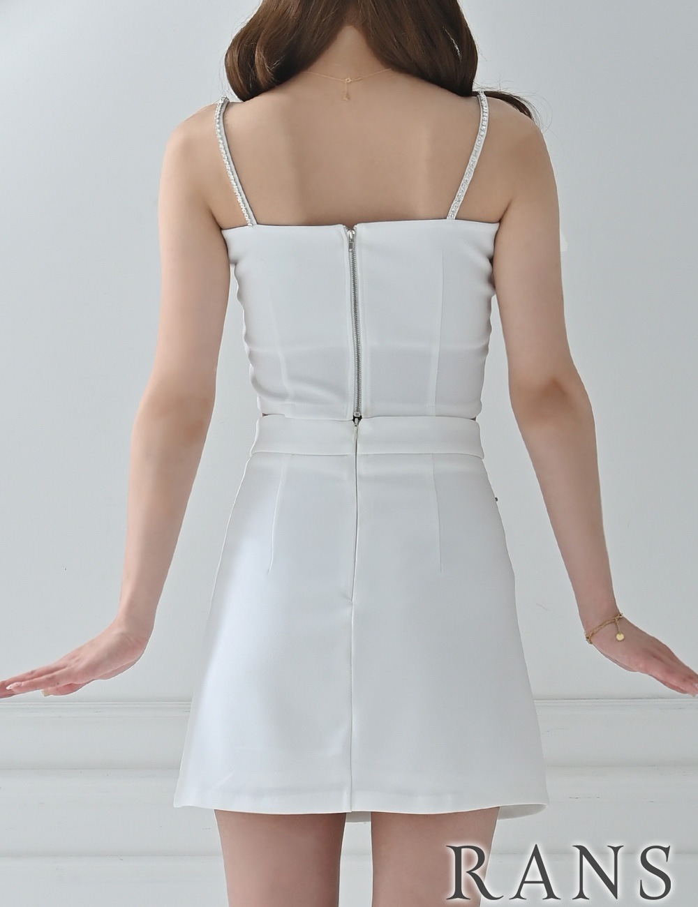 RANS】ミニ/ドレス/キャミ/セットアップ/ホワイト/ビジュー/リボン