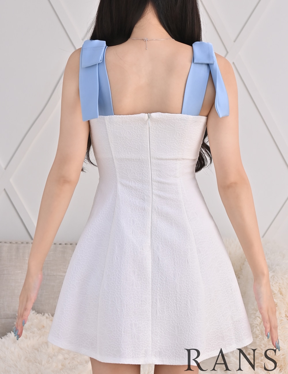 即納][instock]【RANS】ミニ/ドレス/ワンピース/ホワイト/ブルー