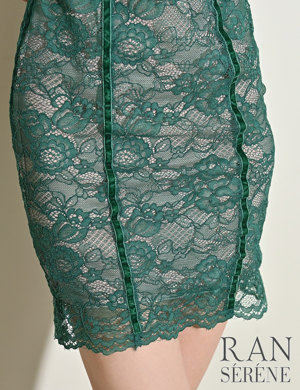 [即納][instock]【RAN SERENE】ミニ/ドレス/ワンピース/グリーン/コルセット風/タイト/レース