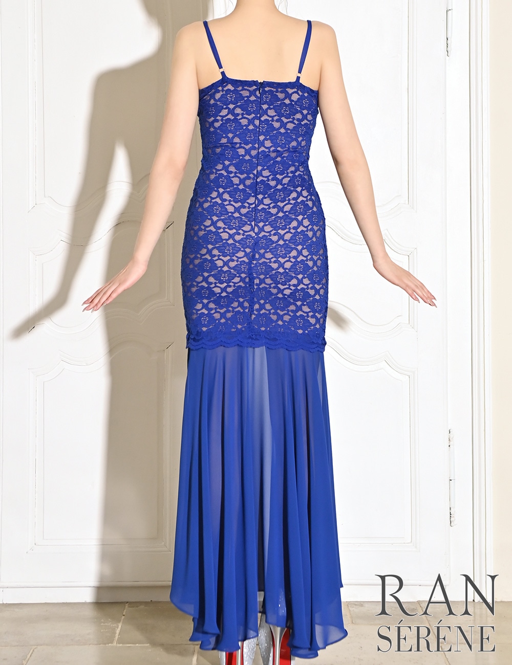 [即納][instock]【RAN SERENE】ロング/ドレス/ワンピース/ブルー/コルセット風/マーメイド/レース