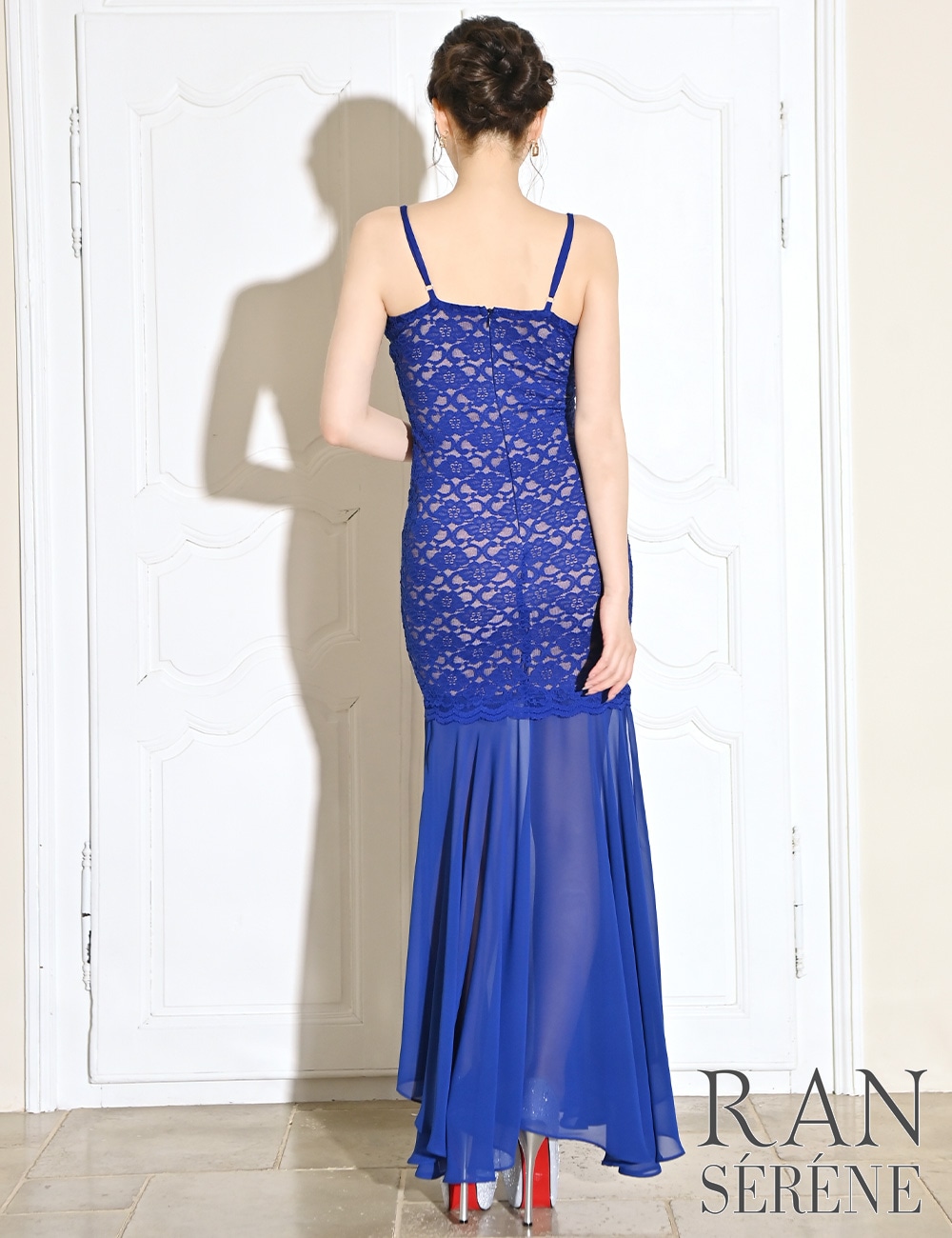 [即納][instock]【RAN SERENE】ロング/ドレス/ワンピース/ブルー/コルセット風/マーメイド/レース