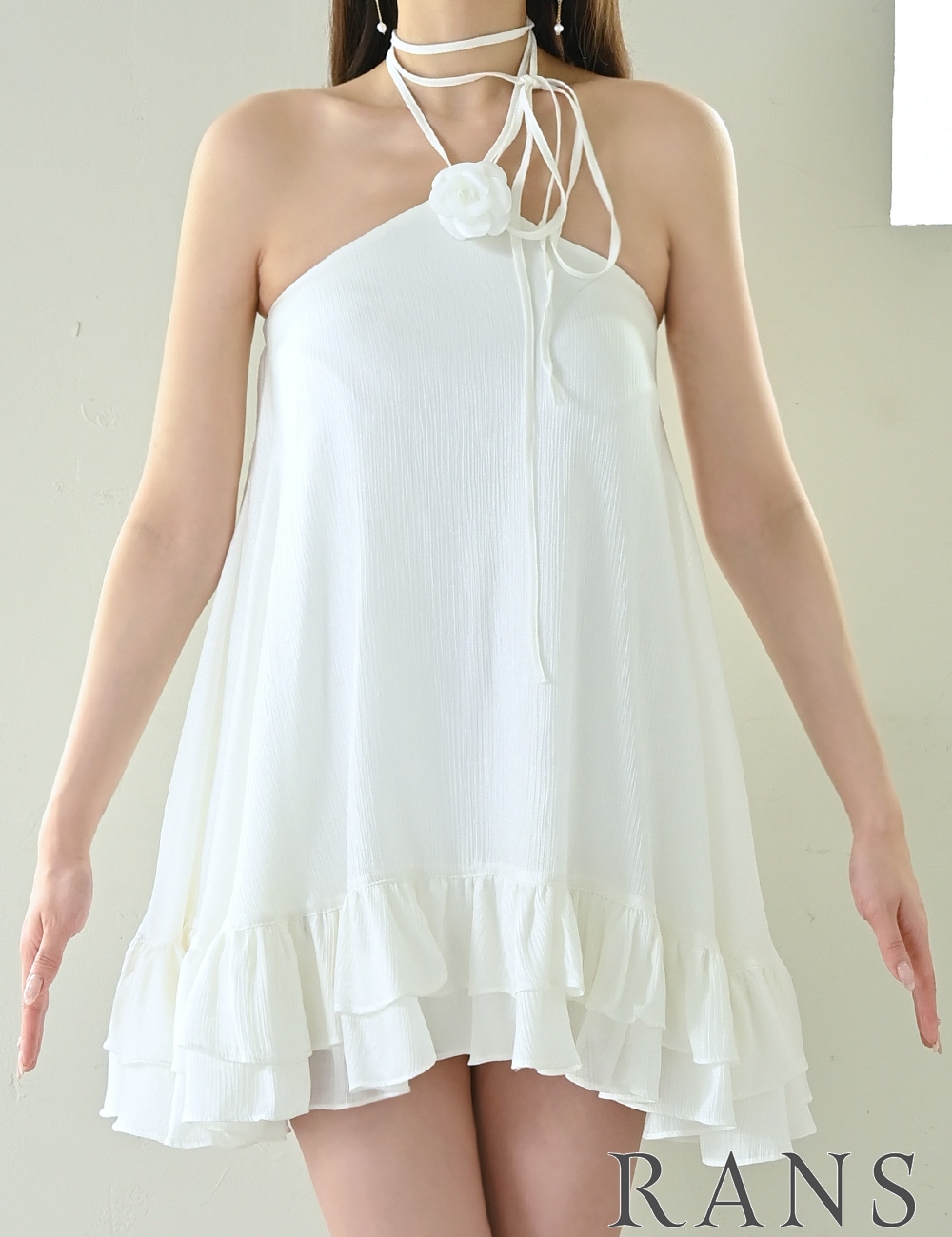 即納][instock]【RANS】ミニ/ドレス/ワンピース/ホワイト