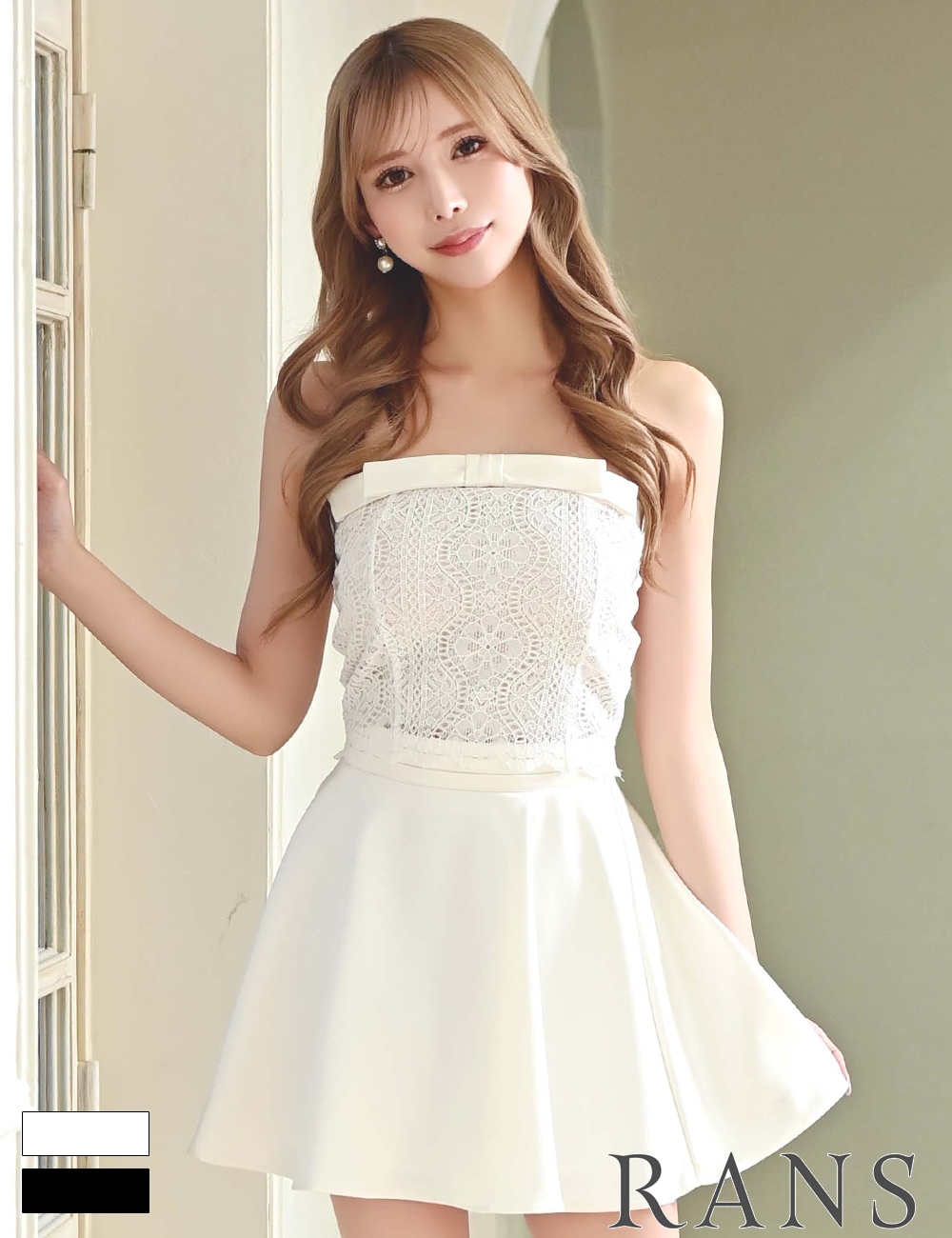 即納][instock]【RANS】ミニ/ドレス/セットアップ/ホワイト/ベア