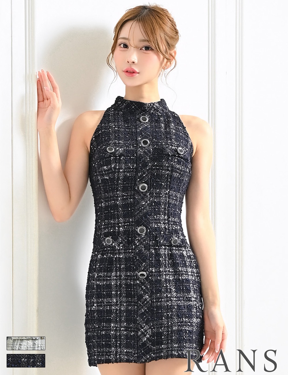 Sのみ即納][instock]【RANS】ミニ/ドレス/ワンピース/ネイビー
