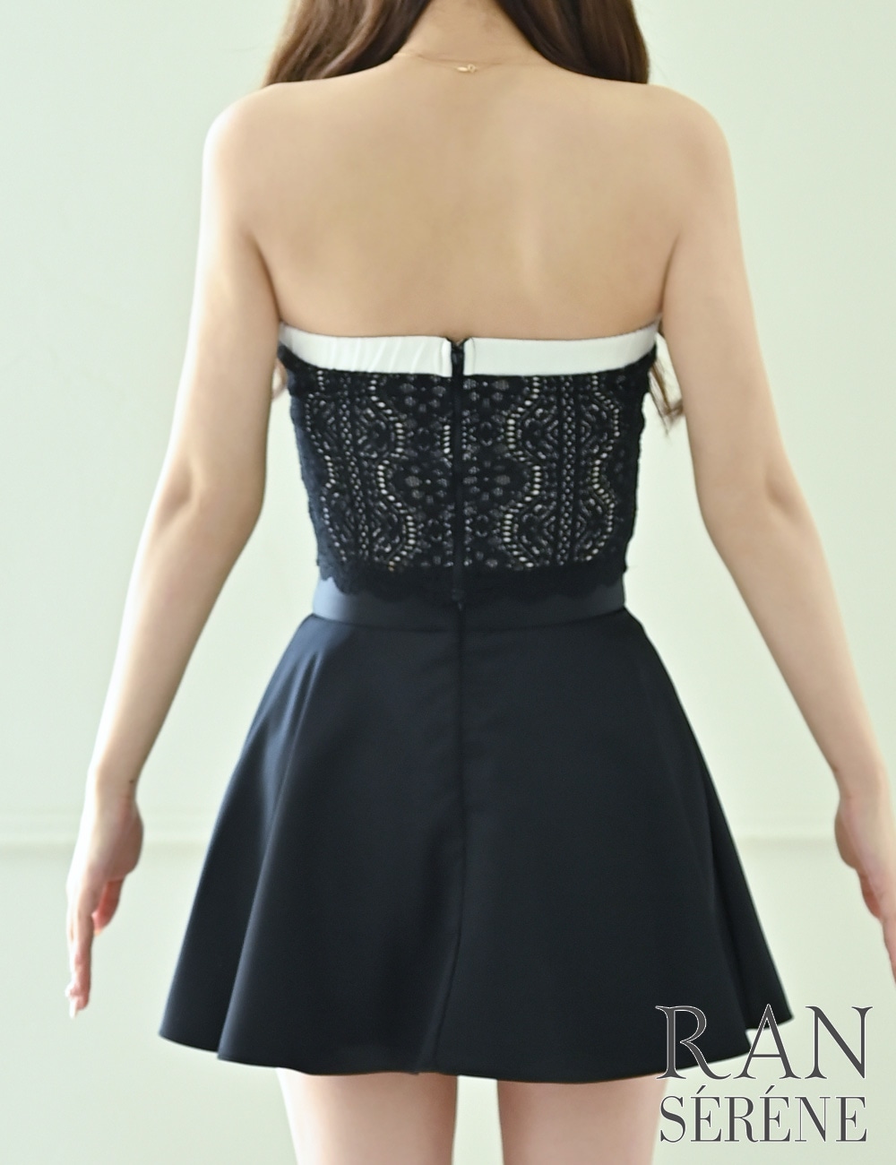 [Sのみ即納][instock]【RAN SERENE】ミニ/ドレス/セットアップ/ブラック/ベア/フレア/レース/リボン
