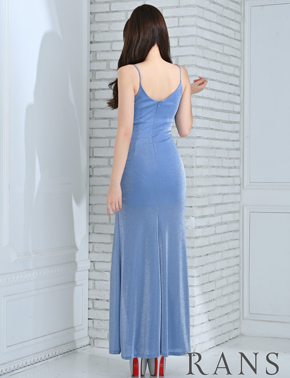 [即納][instock]【RANS】ロング/ドレス/ワンピース/ブルー/キャミ/前スリット