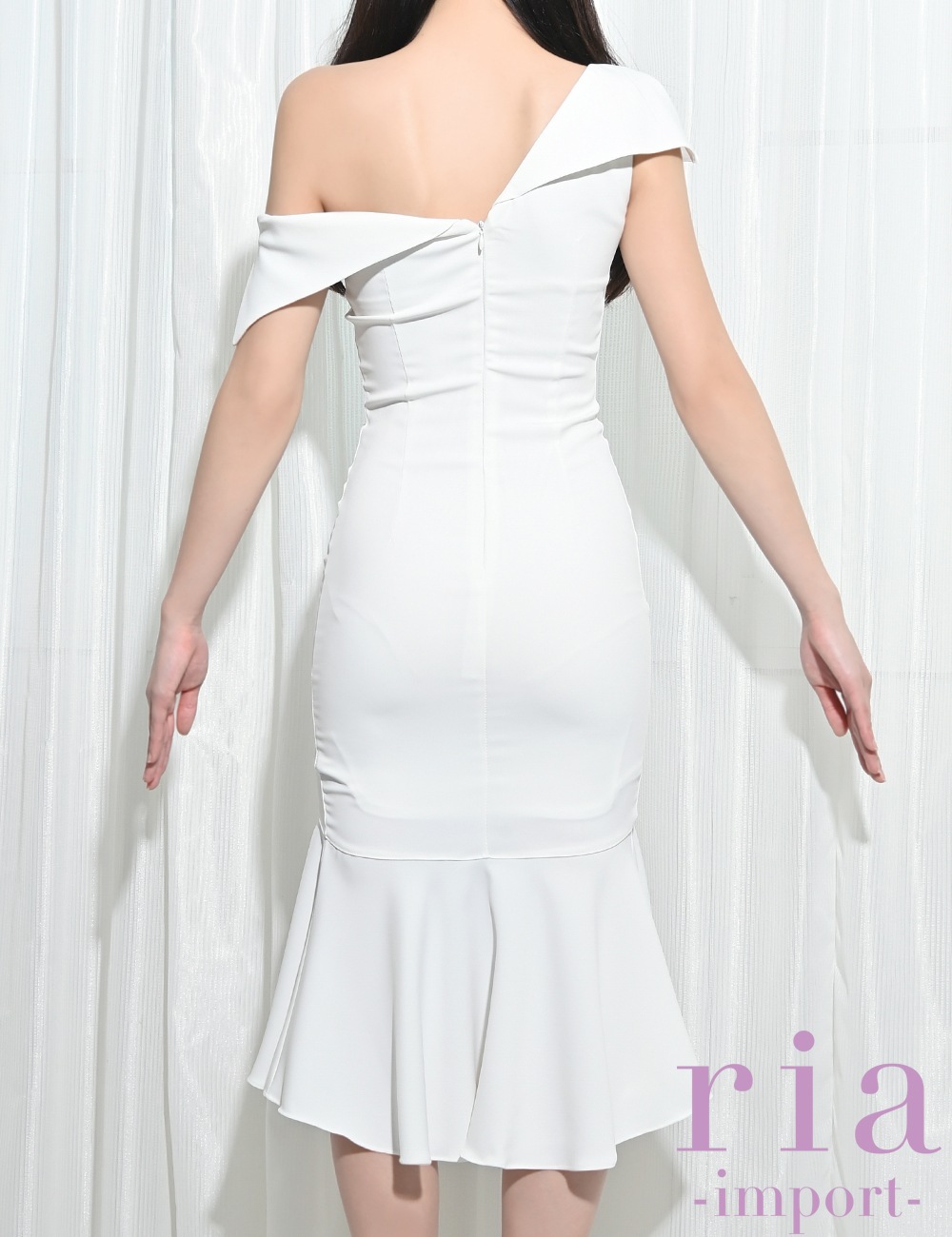 【ria】丈長/ドレス/ワンピース/ホワイト/オフショル/マーメイド