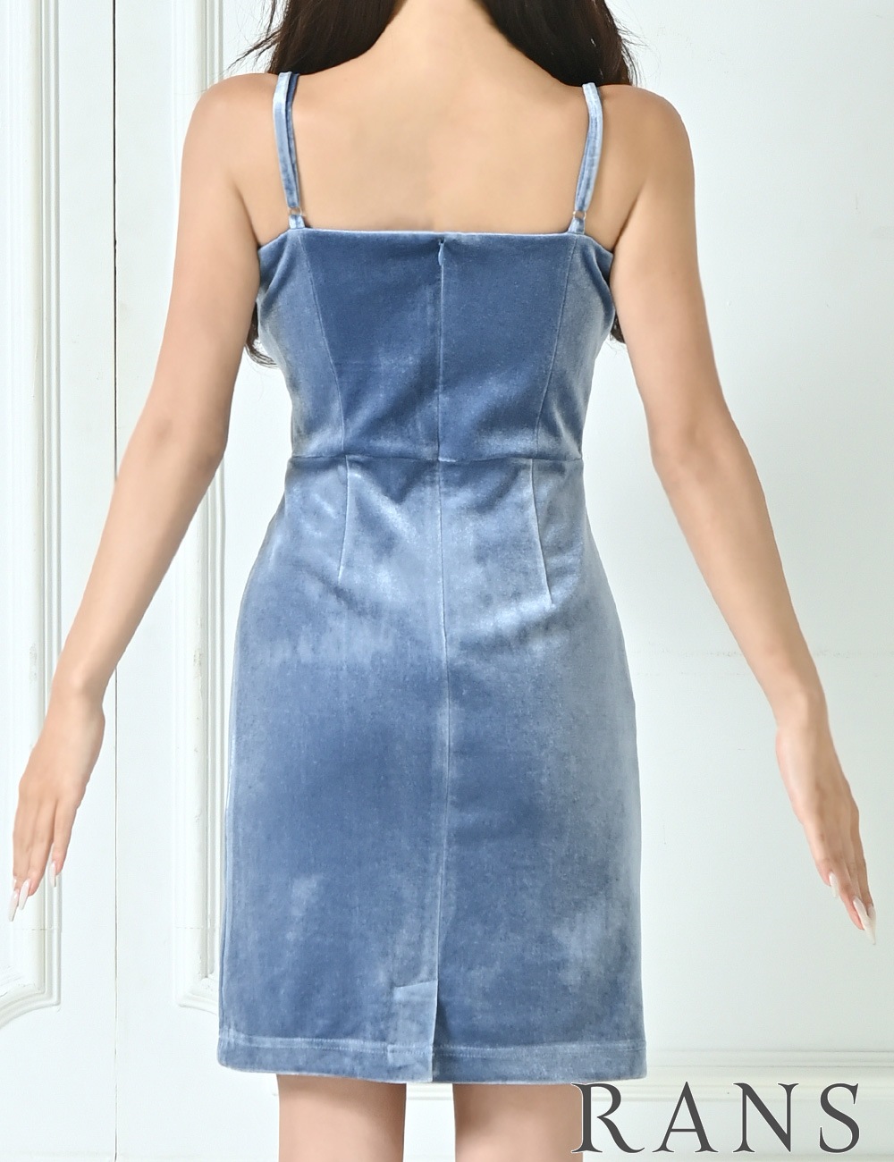 [即納][instock]【RANS】ミニ/ドレス/ワンピース/ブルー/キャミ/タイト/ベロア