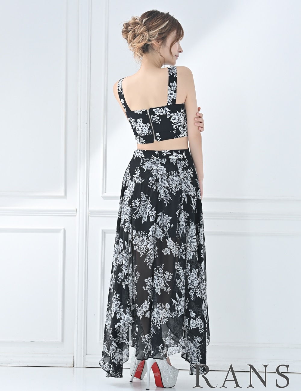 Sのみ即納][instock]【RANS】ロング/ドレス/フレア/ブラック