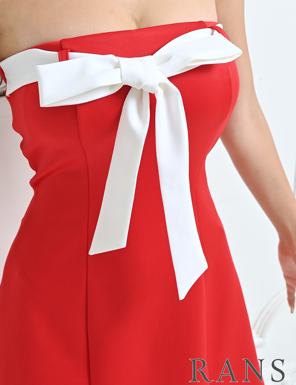 [即納][instock]【RANS】ミニ/ドレス/ワンピース/レッド/ベア/フレア/リボン