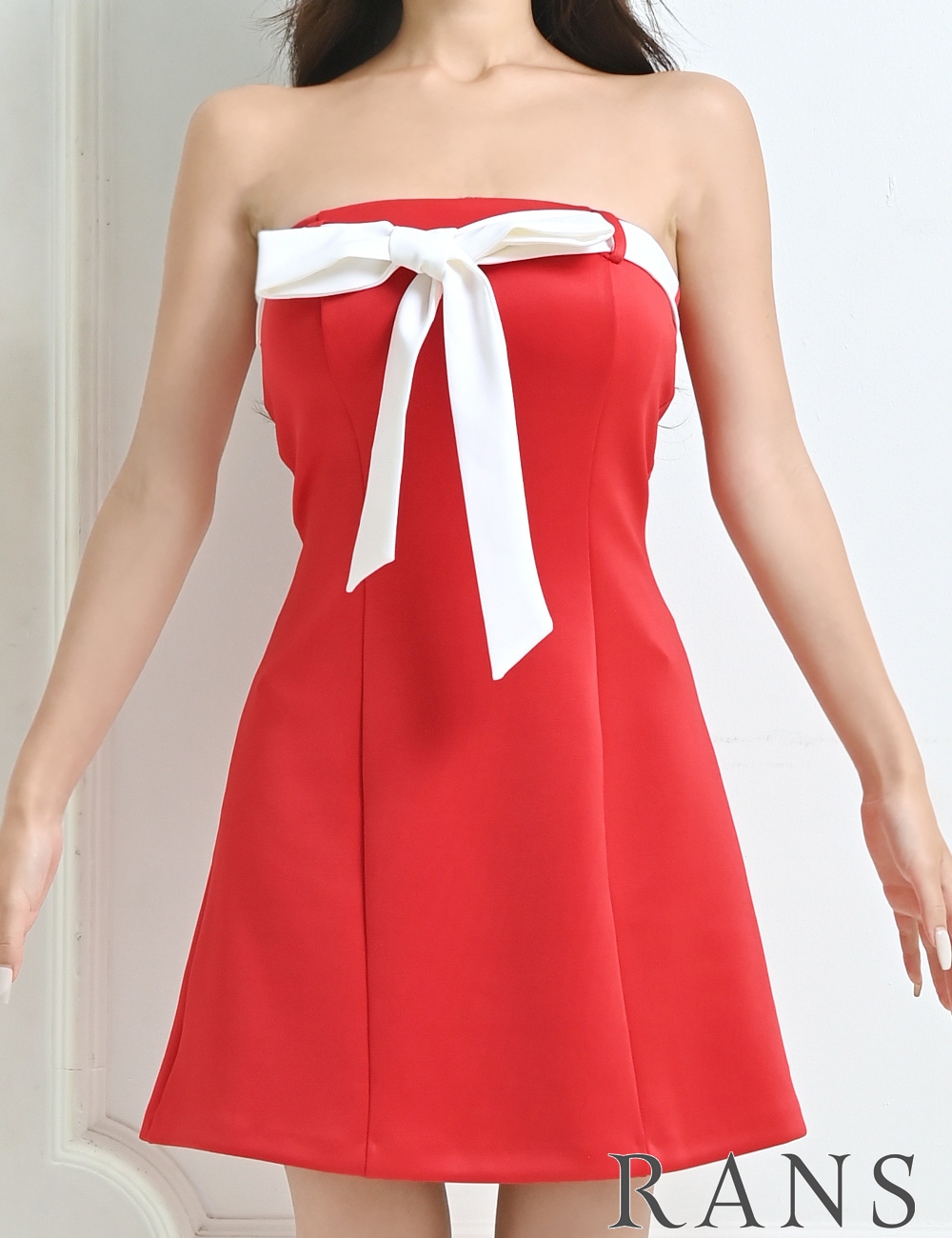 即納][instock]【RANS】ミニ/ドレス/ワンピース/レッド/ベア/フレア