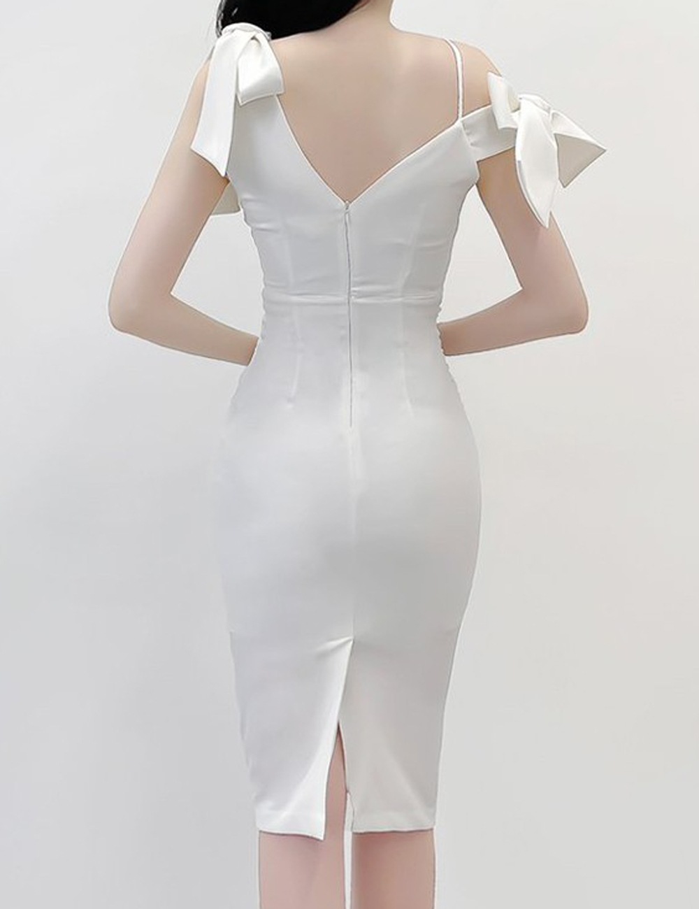 [instock]【AIDMAX】丈長/ドレス/ワンピース/タイト/キャミドレス/ワンショル/スリット/ホワイト