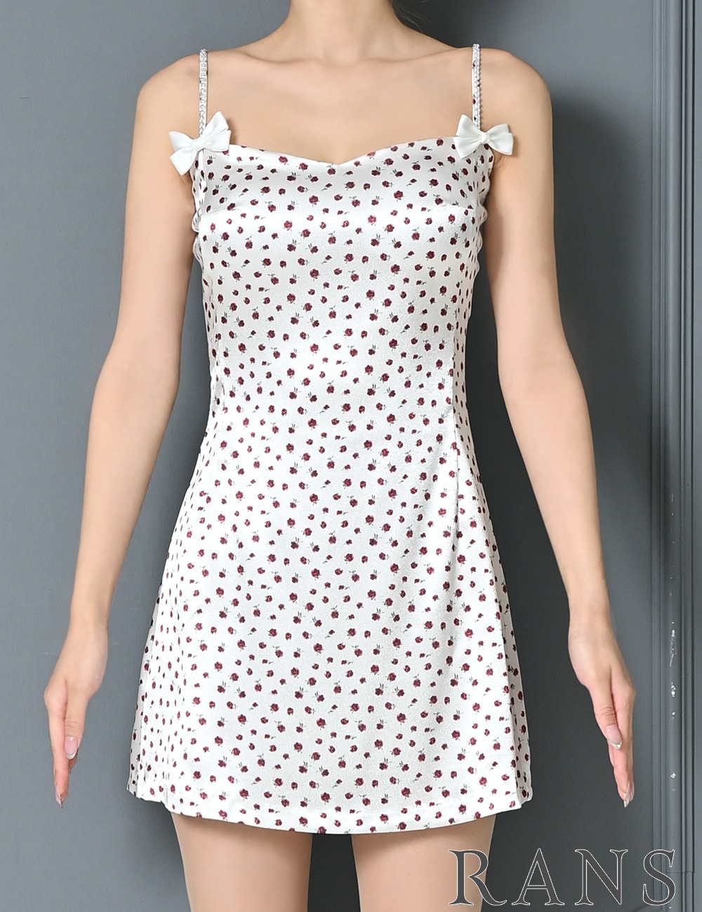 即納][instock]【RANS】ミニ/ドレス/ワンピース/ホワイト/キャミ