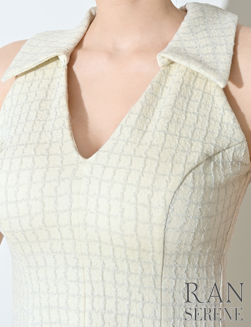 [即納][instock]【RAN SERENE】ミニ/ドレス/ワンピース/ホワイト/襟付き/フレア/柄/チェック