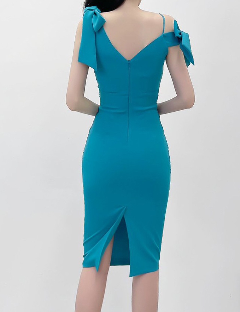 [instock]【AIDMAX】丈長/ドレス/ワンピース/タイト/キャミドレス/ワンショル/スリッド/ブルー