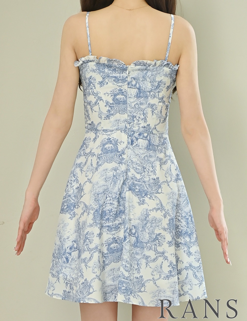 [即納][instock]【RANS】ミニ/ドレス/ワンピース/ホワイト/ブルー/キャミ/フレア