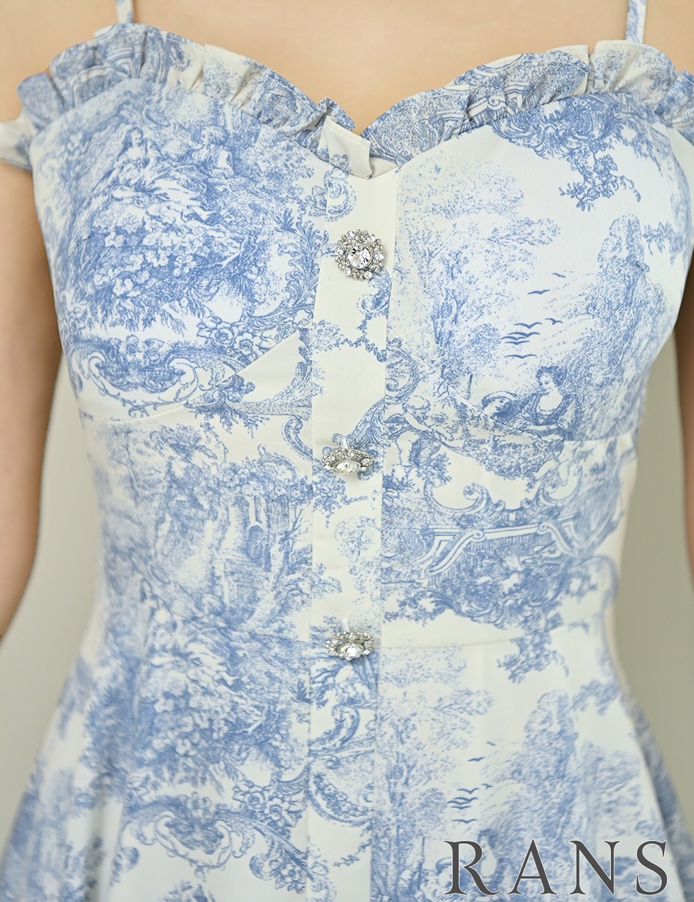 [即納][instock]【RANS】ミニ/ドレス/ワンピース/ホワイト/ブルー/キャミ/フレア