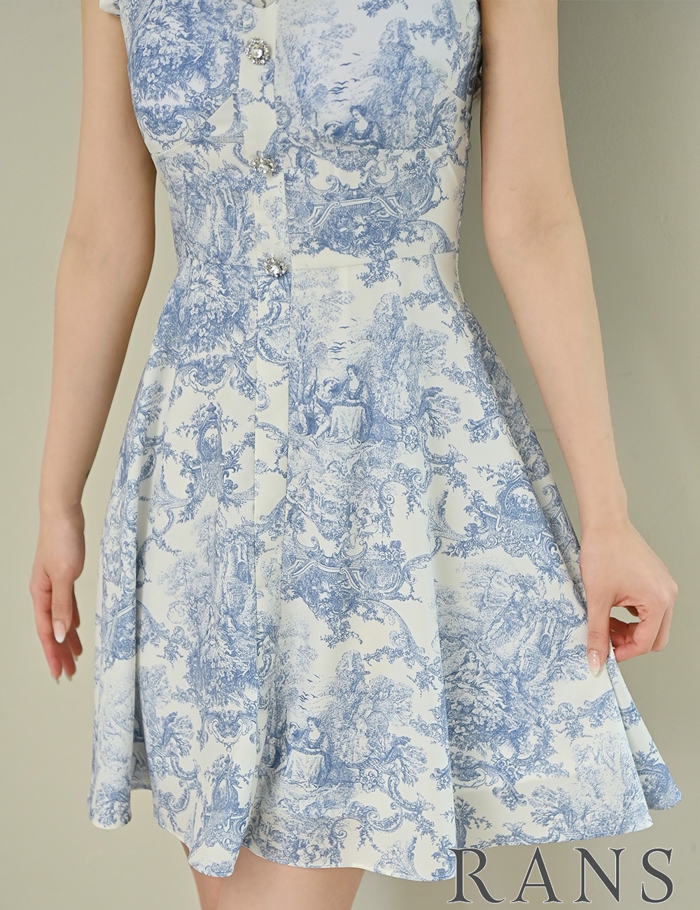 [即納][instock]【RANS】ミニ/ドレス/ワンピース/ホワイト/ブルー/キャミ/フレア