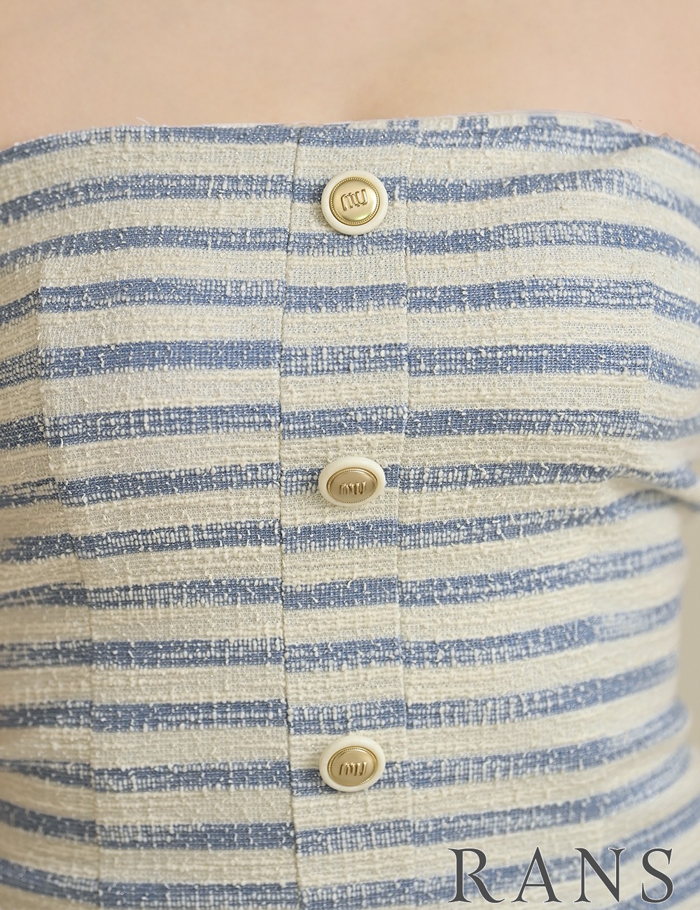 [即納][instock]【RANS】ミニ/ドレス/ワンピース/ベア/タイト/ホワイト/ブルー/ボーダー