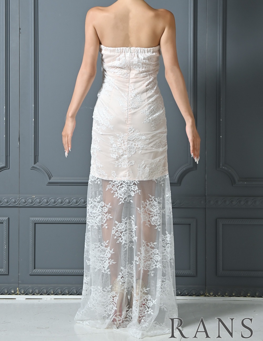 【RANS】ロング/ドレス/ワンピース/ホワイト/ベア/マーメイド/レース