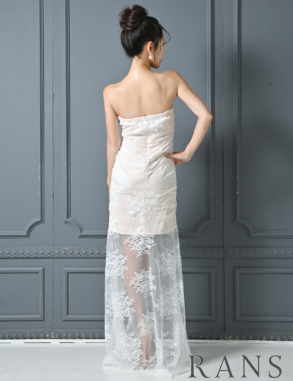 【RANS】ロング/ドレス/ワンピース/ホワイト/ベア/マーメイド/レース
