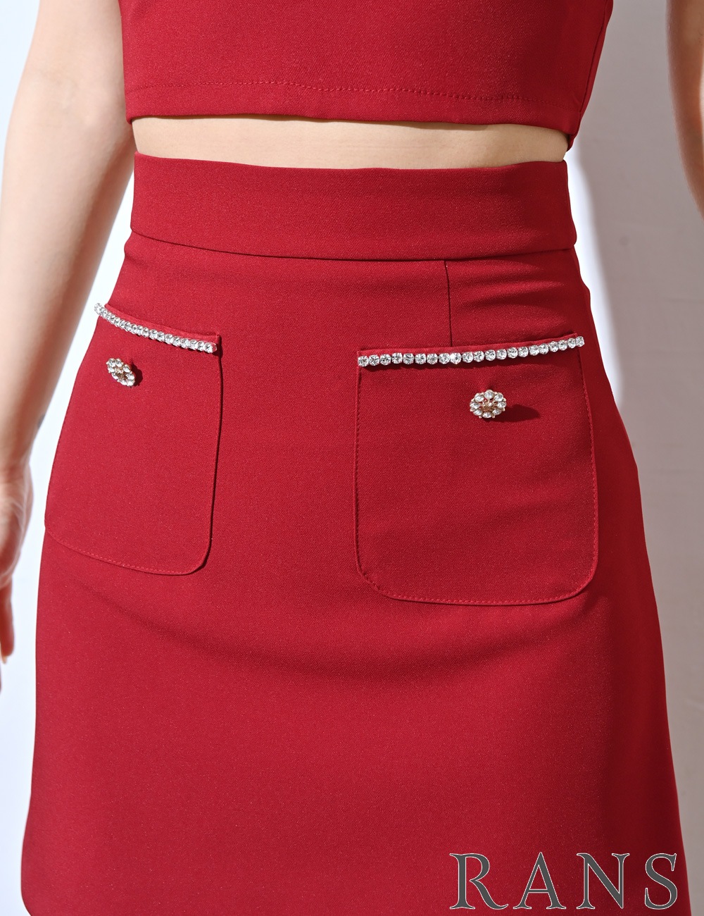 RANS】ミニ/ドレス/キャミ/セットアップ/レッド/ビジュー/リボン