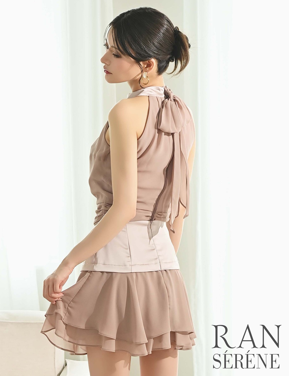 [即納][instock]【RAN SERENE】ミニ/ドレス/セットアップ/ベージュ/アメスリ/フレア