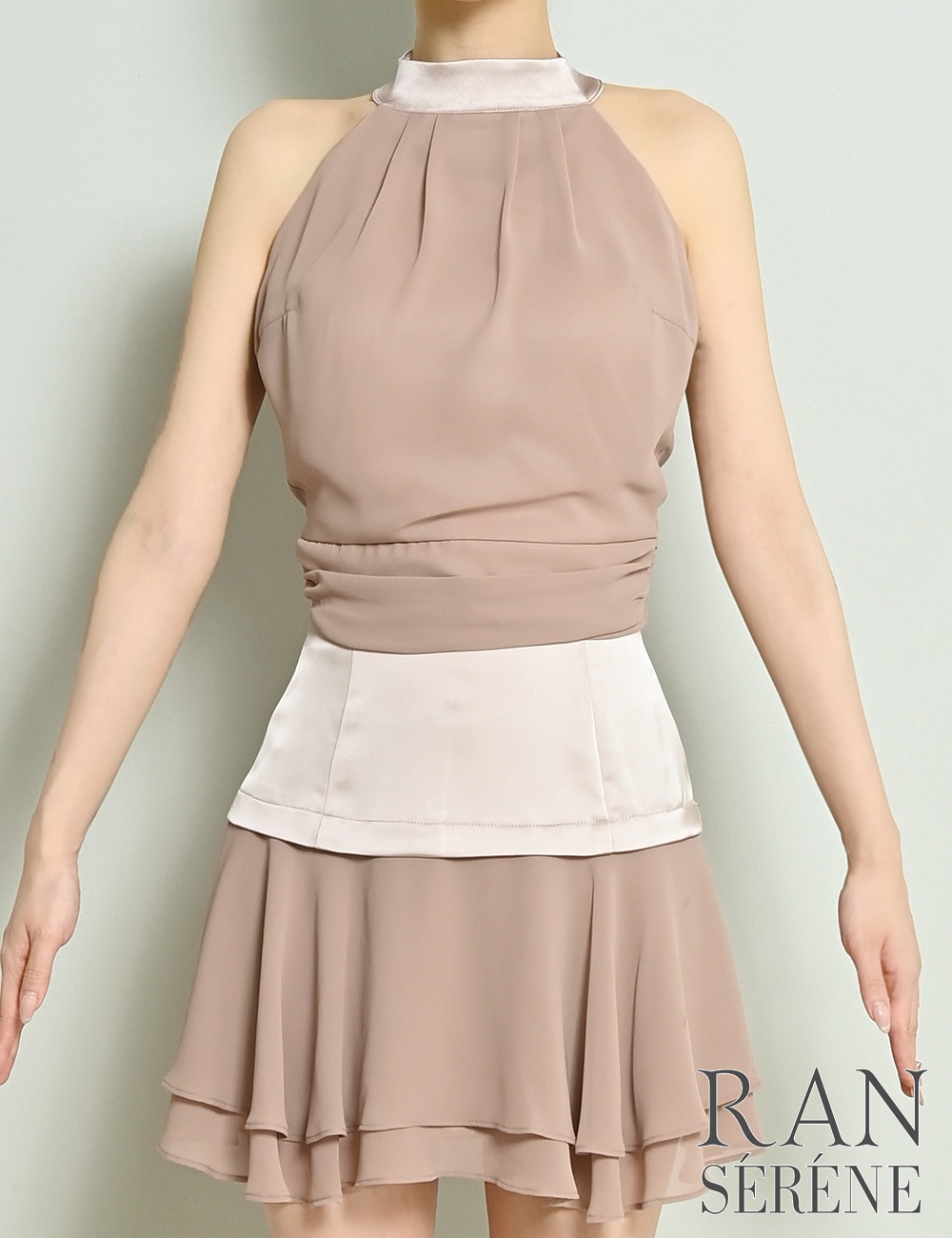 [即納][instock]【RAN SERENE】ミニ/ドレス/セットアップ/ベージュ/アメスリ/フレア