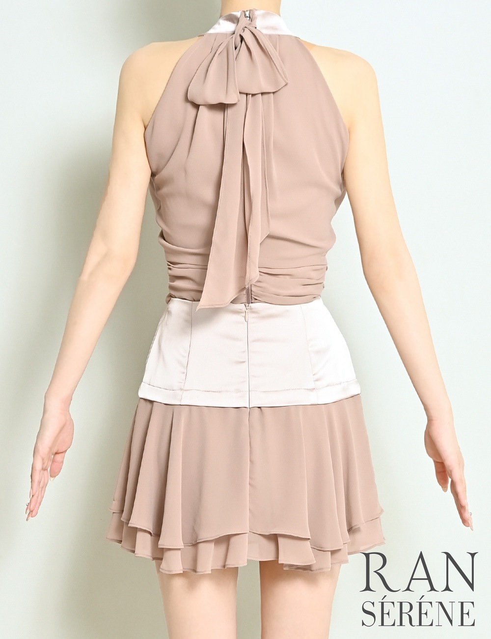 [即納][instock]【RAN SERENE】ミニ/ドレス/セットアップ/ベージュ/アメスリ/フレア