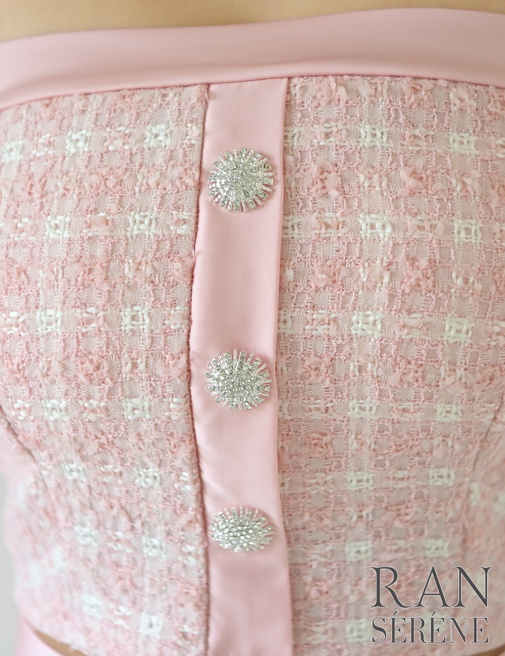 [即納][instock]【RAN SERENE】ミニ/ドレス/セットアップ/ピンク/ベア/フレア/ツイード/柄/チェック