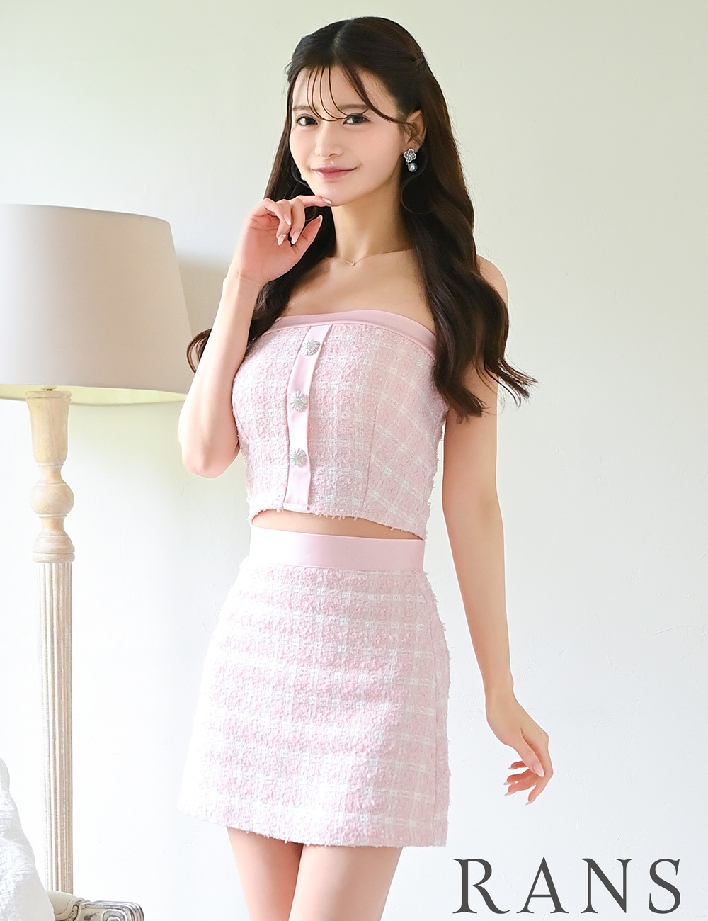 RANS ツイード ミニドレス RANS】ミニ/ドレス/セットアップ/ブラック/ツイード/タイト