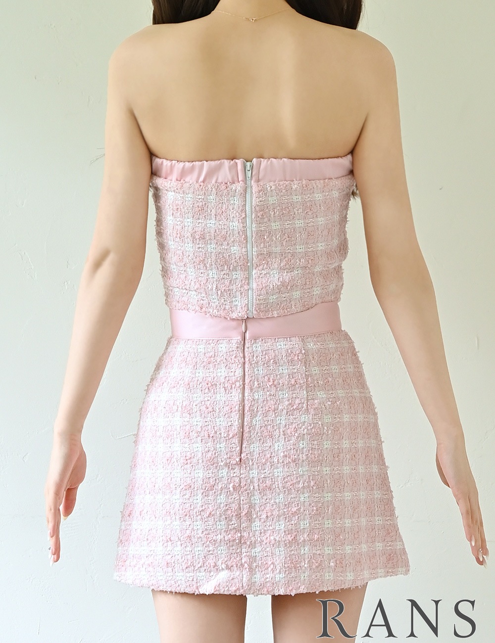 RANS】ミニ/ドレス/セットアップ/ピンク/ベア/フレア/ツイード