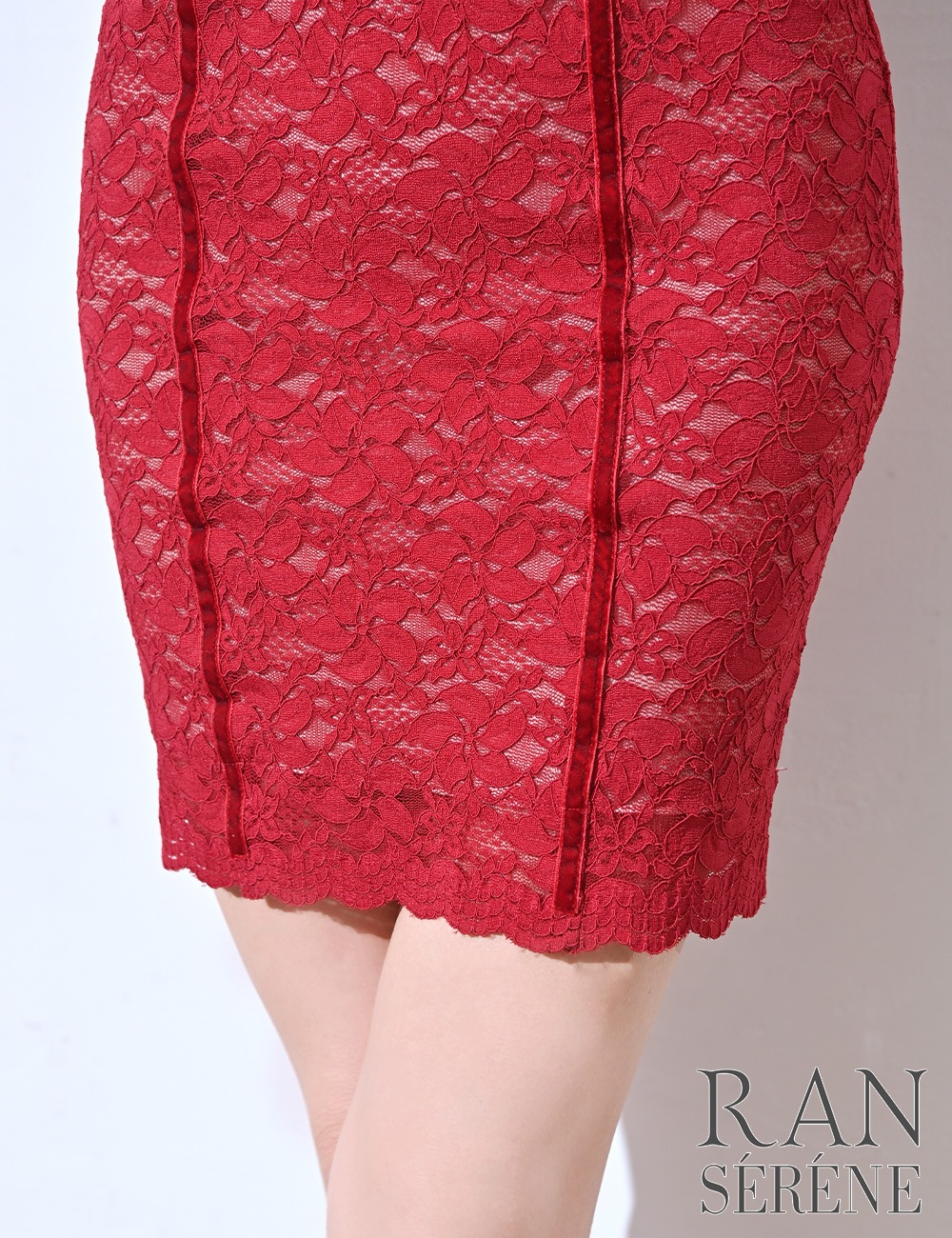 [即納][instock]【RAN SERENE】ミニ/ドレス/レース/ワンピース/レッド/コルセット風/タイト