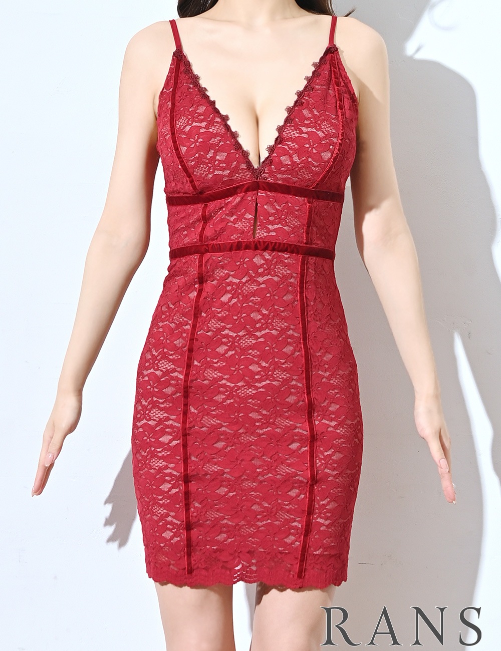 [予約商品]【RANS】ミニ/ドレス/レース/ワンピース/レッド/コルセット風/タイト