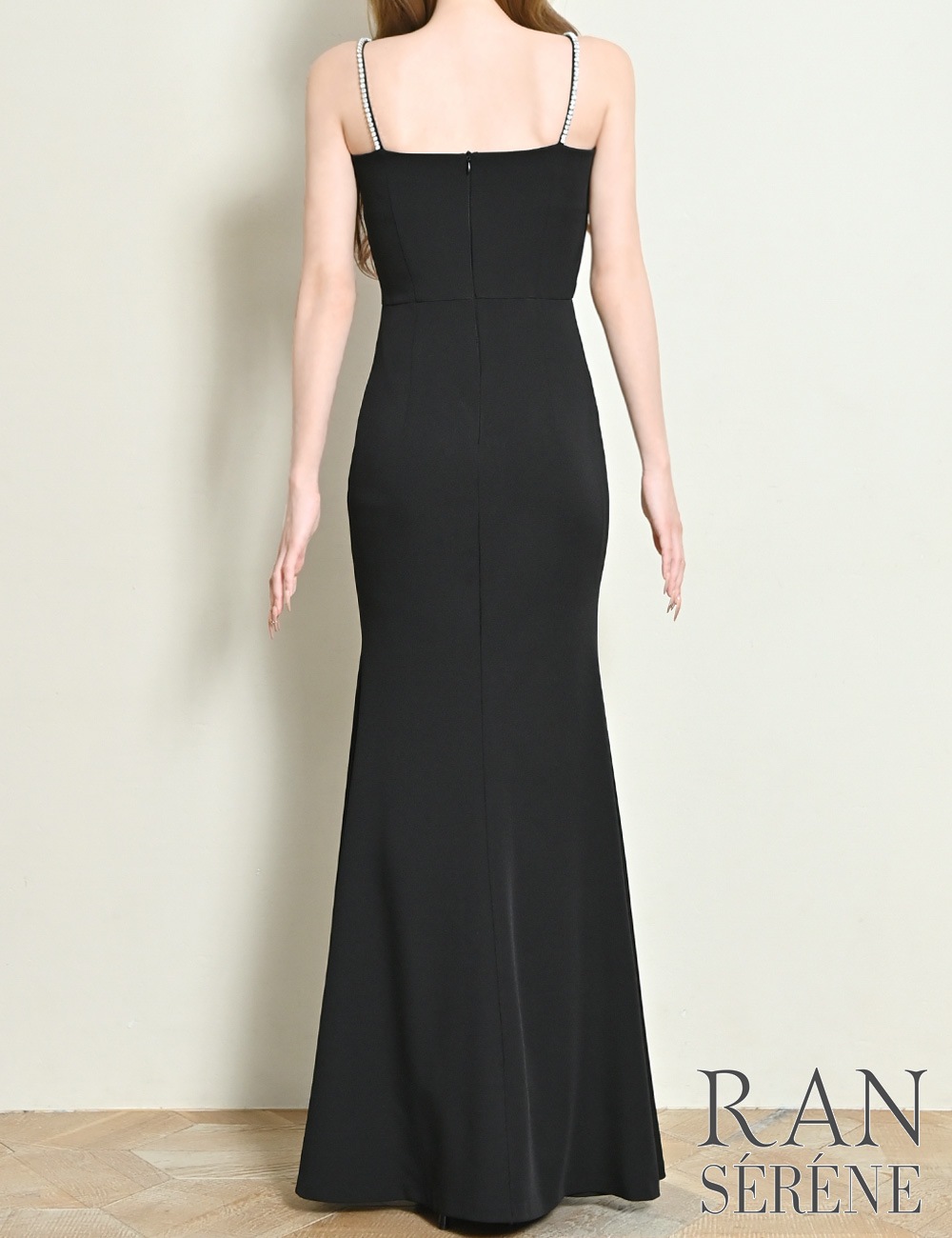 [即納][instock]【RAN SERENE】ロング/ドレス/ワンピース/ブラック/キャミ/ビジュー/リボン