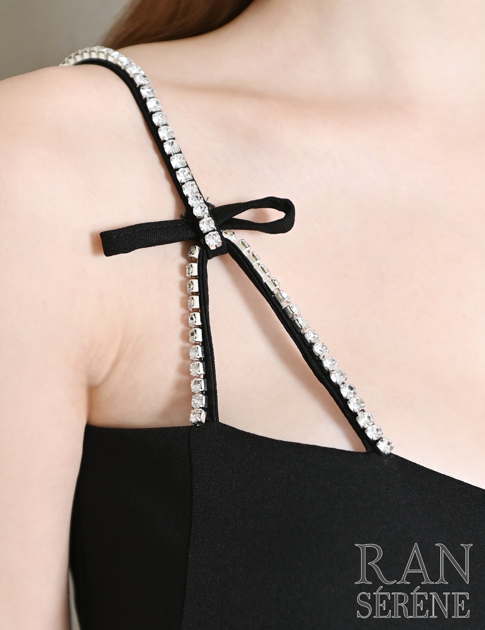 [即納][instock]【RAN SERENE】ロング/ドレス/ワンピース/ブラック/キャミ/ビジュー/リボン