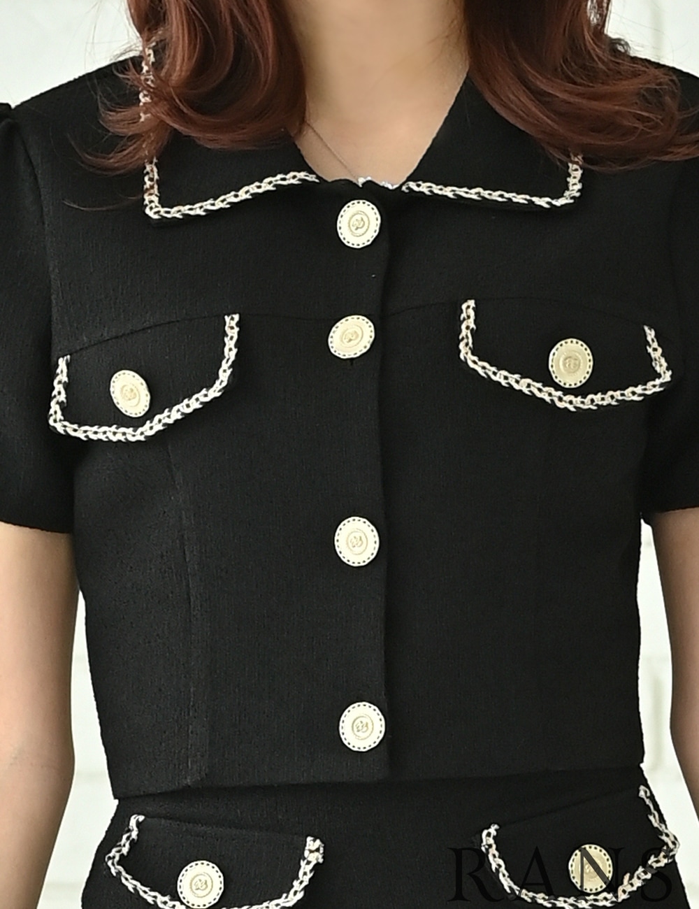 定価¥25,080【RANS】ミニドレス セットアップ ブラック ボタン韓国 S 定価¥25,080【RANS】ミニドレス セットアップ ブラック ボタン