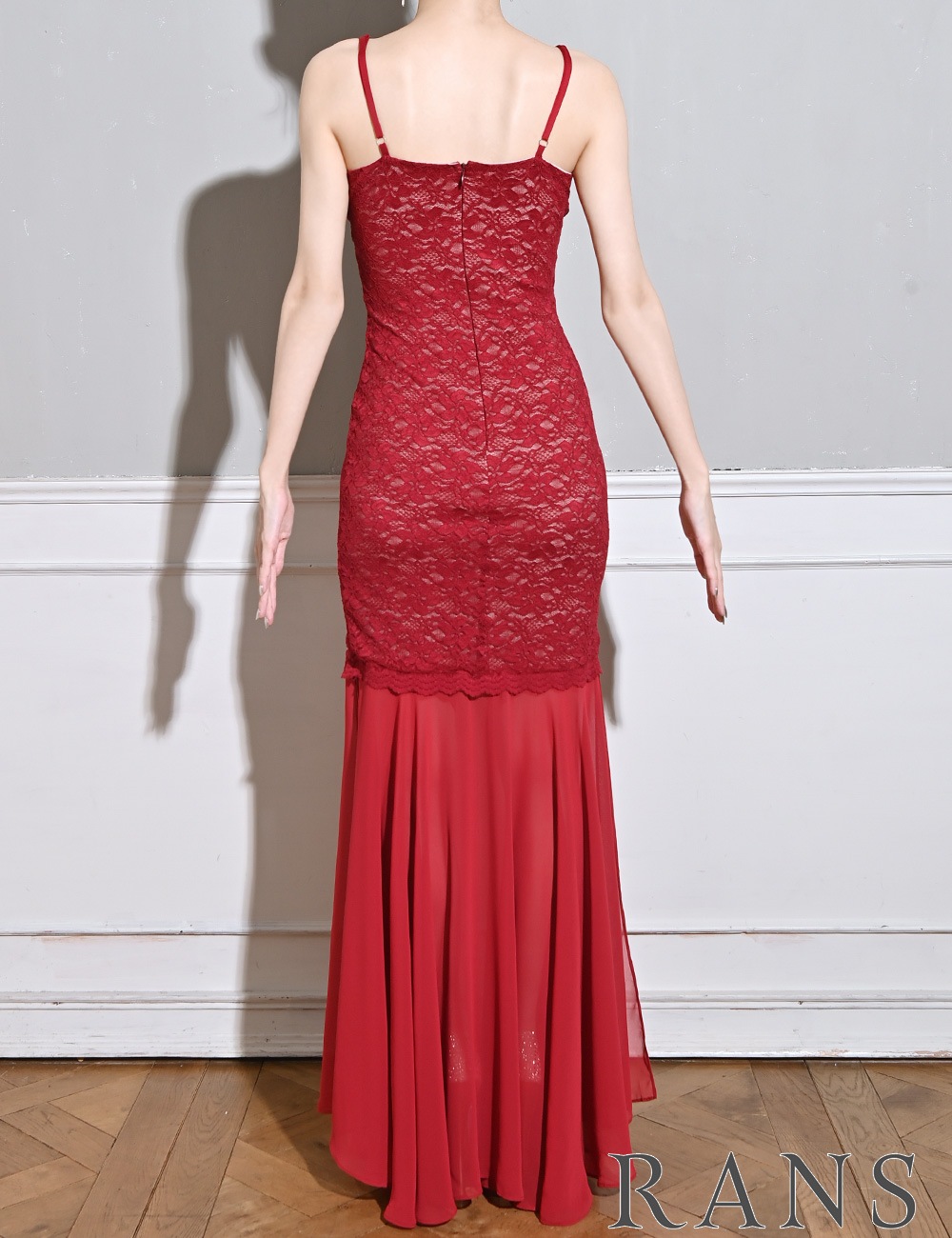 即納][instock]【RANS】ロング/ドレス/ワンピース/レッド/コルセット風