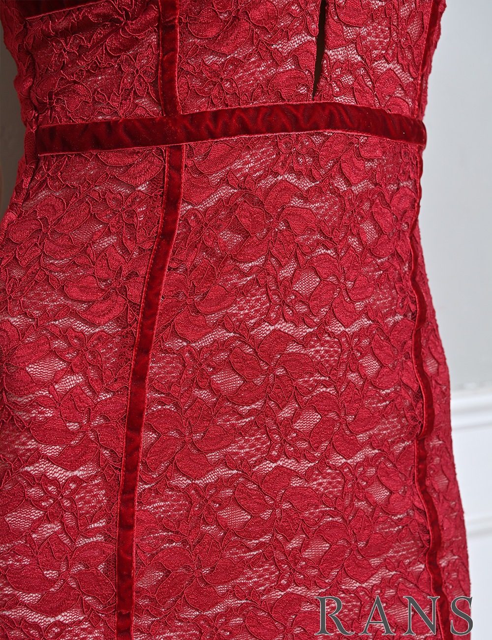 [即納][instock]【RANS】ロング/ドレス/ワンピース/レッド/コルセット風/マーメイド/レース