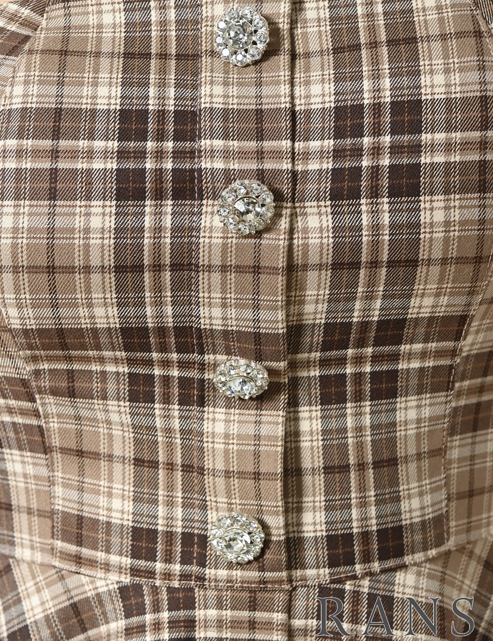 [即納][instock]【RANS】ミニ/ドレス/ワンピース/ベージュ/ブラウン/キャミ/フレア/レイヤード風/柄/チェック