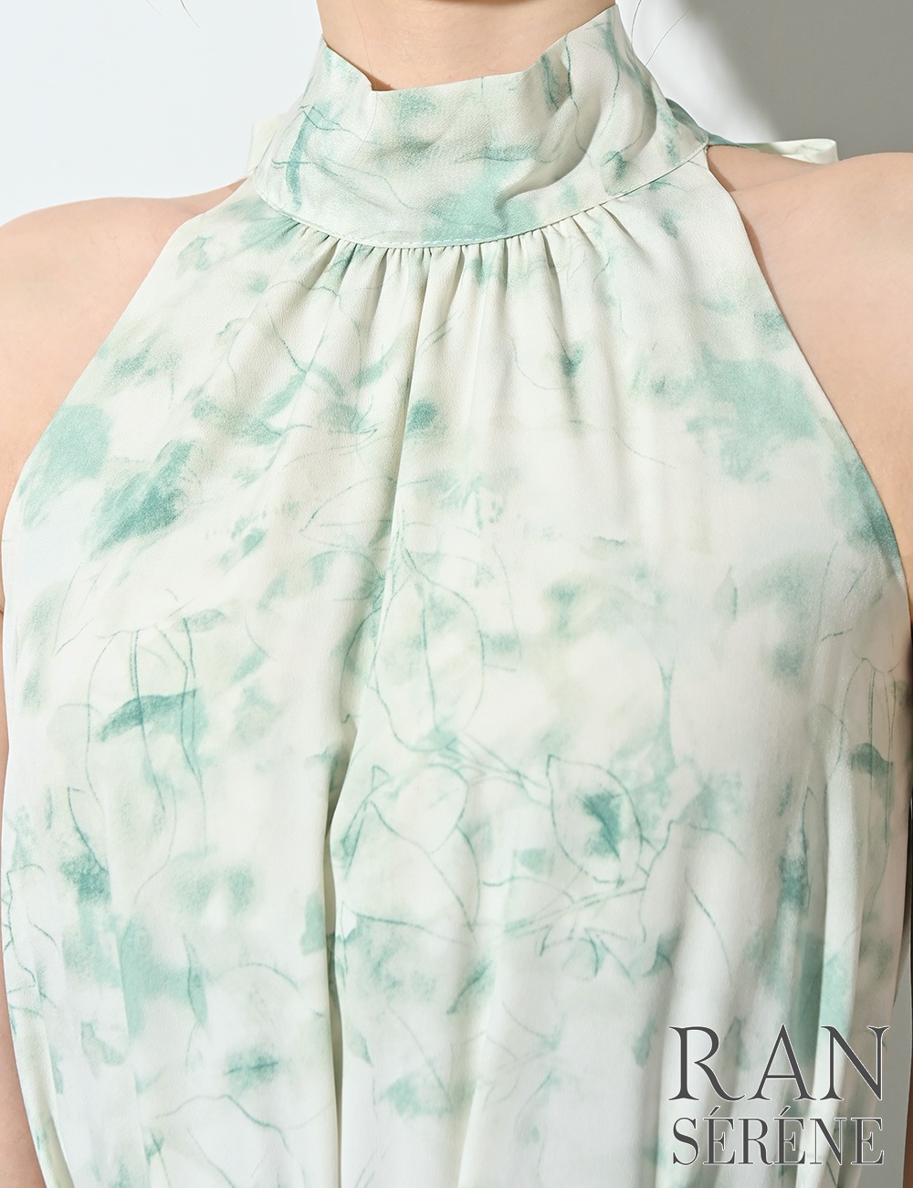 [即納][instock]【RAN SERENE】ロング/ドレス/グリーン/アメスリ/フレア/柄/花柄/リボン