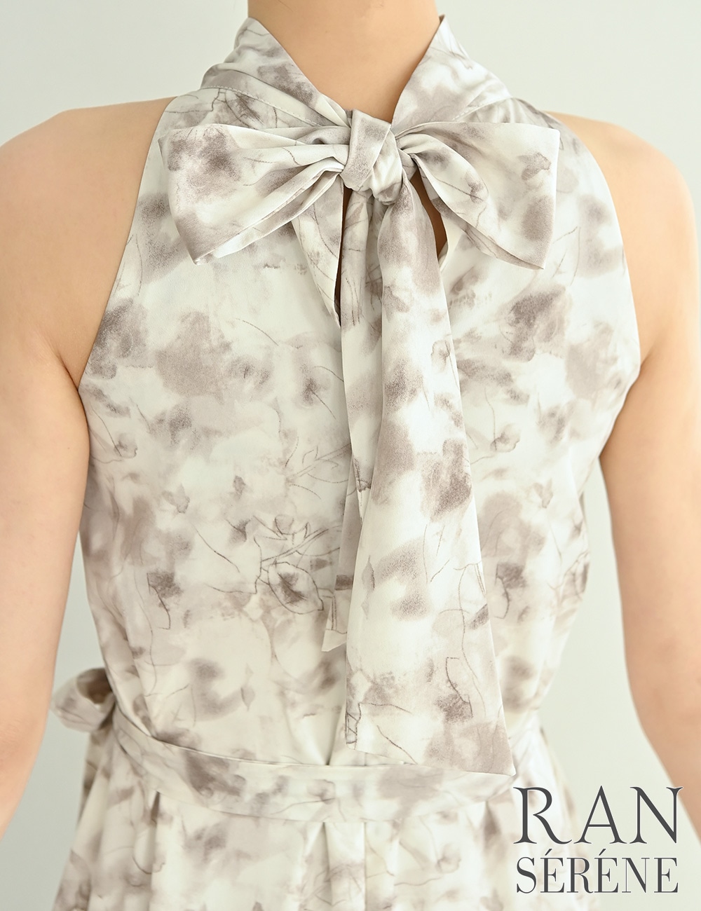 [即納][instock]【RAN SERENE】ロング/ドレス/ブラウン/アメスリ/フレア/柄/花柄/リボン