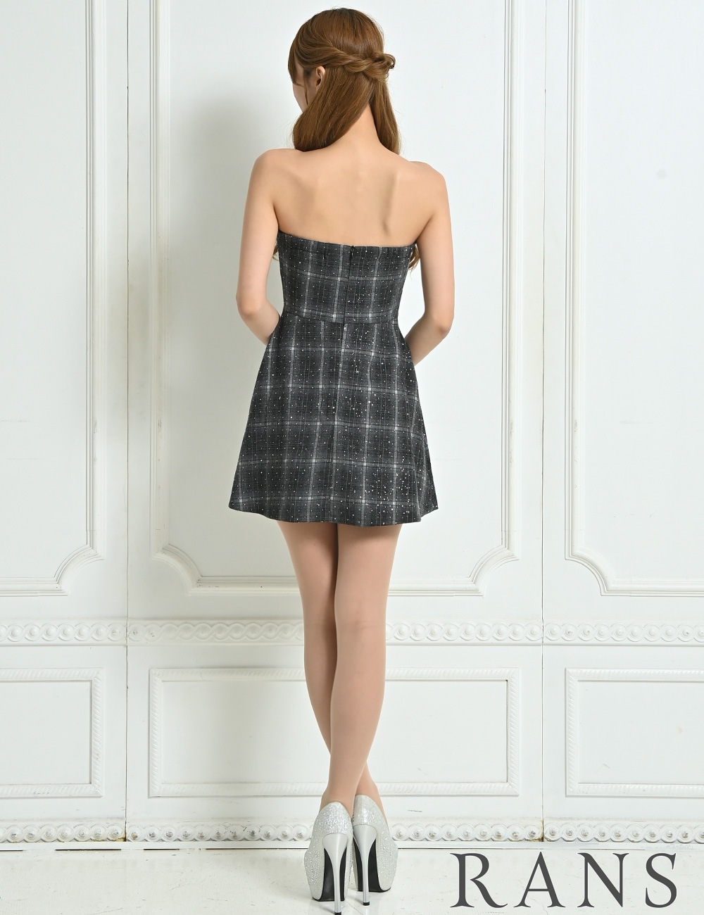 [即納][instock]【RANS】ミニ/ドレス/ワンピース/ブラック/ベア/フレア/柄/チェック