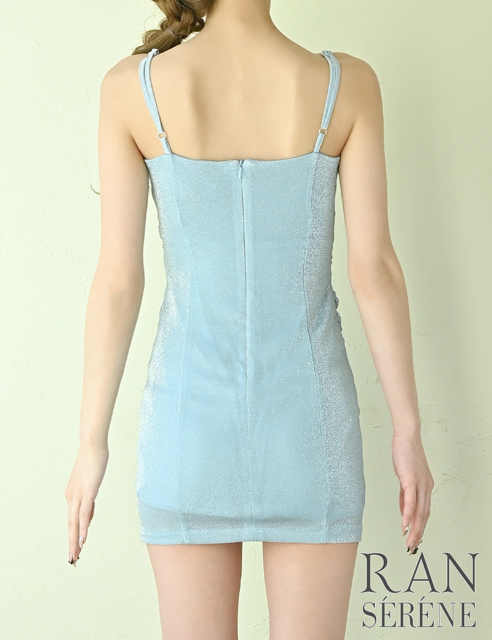 [即納][instock]【RANSERENE】ミニ/ドレス/ワンピース/ブルー/キャミ/リボン/ドロスト