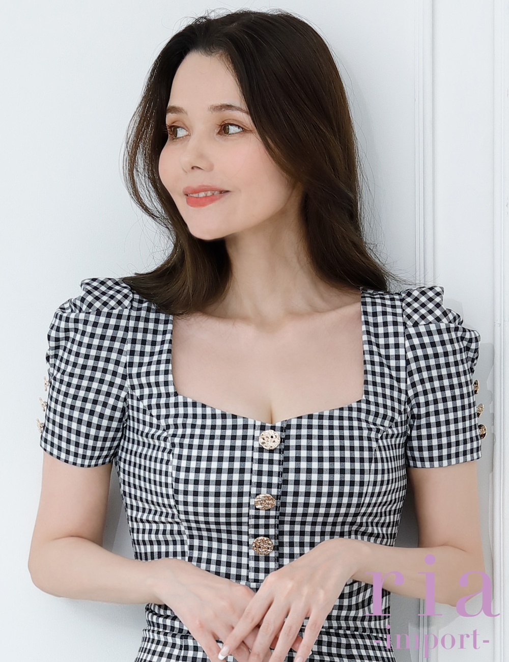 【美品】フォクシー ワンピースドレス たっぷりフレア黒×白ギンガムチェックひざ丈 ダーリッチ Darich ギンガムチェックフレアミニワンピース